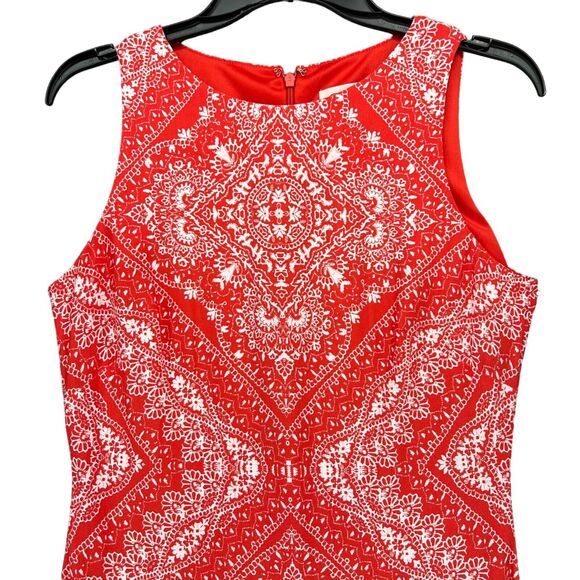 Eliza J Maxi Dress 4 Red Geo Bandana Print Sleeveless Stretch Jersey Feminine - Picture 4 of 15